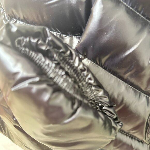 Moncler Black Shiny Quilted Puffer Jacket - Women’s Cinched Waist, High Collar - Picture 7 of 8